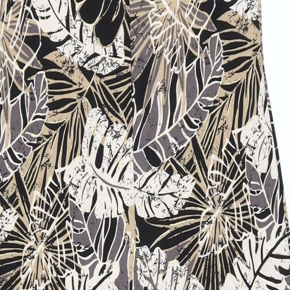 M&Co Womens Black Geometric Polyester Maxi Size 8 Round Neck Button