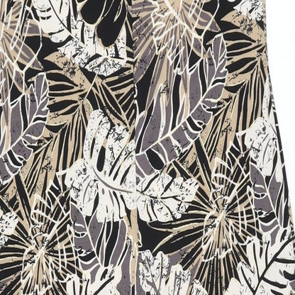 M&Co Womens Black Geometric Polyester Maxi Size 8 Round Neck Button