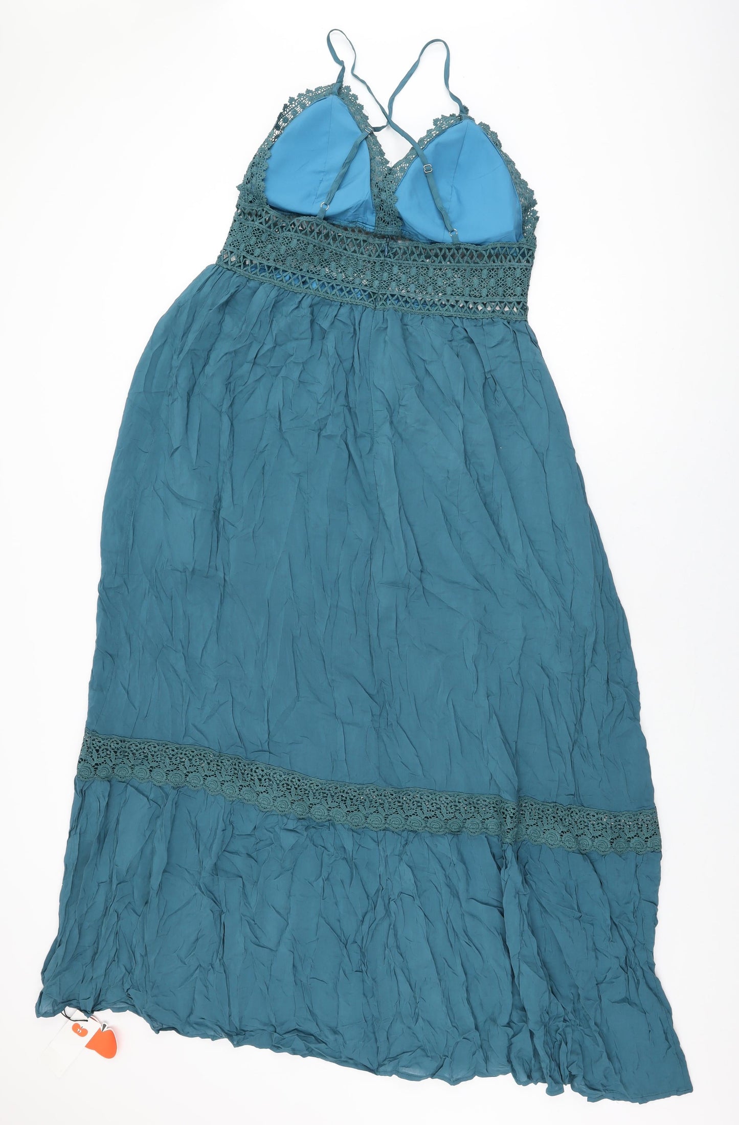 Cider Womens Blue Cotton Maxi Size XL V-Neck Pullover