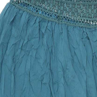 Cider Womens Blue Cotton Maxi Size XL V-Neck Pullover