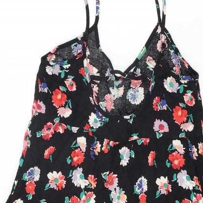 Xhilaration Womens Black Floral Viscose Playsuit One-Piece Size XS Pullover