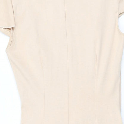 Goddess Womens Beige Viscose Bodycon Size 12 Round Neck Zip
