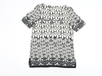 River Island Womens White Geometric Polyester Basic Blouse Size 8 Boat Neck