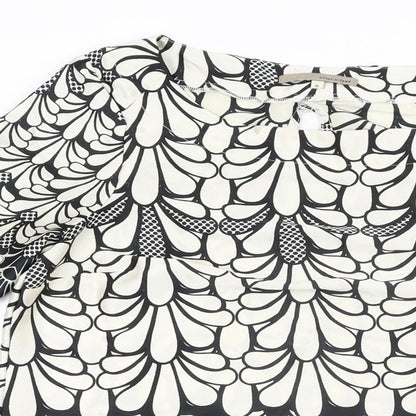 River Island Womens White Geometric Polyester Basic Blouse Size 8 Boat Neck
