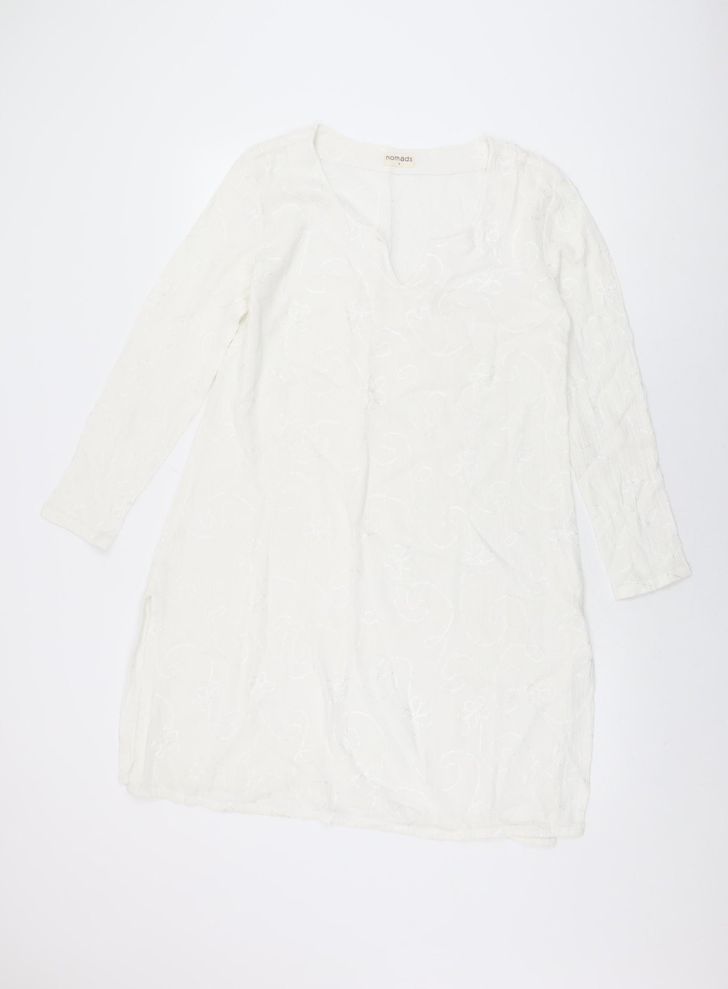 Womens UK Size 8 Nomads White Tunic T-Shirt