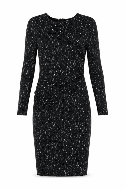 Autograph Womens Black Geometric Viscose Bodycon Size 12 Round Neck Zip