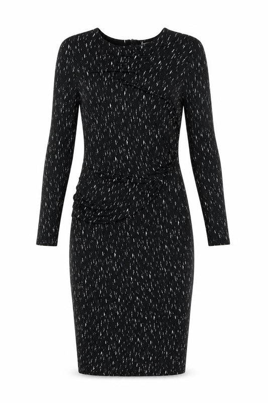 Autograph Womens Black Geometric Viscose Bodycon Size 12 Round Neck Zip