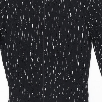 Autograph Womens Black Geometric Viscose Bodycon Size 12 Round Neck Zip