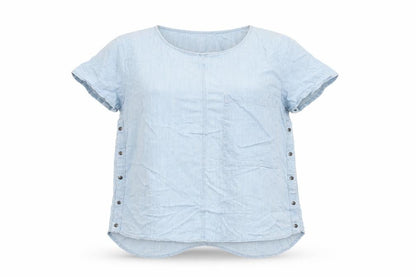 Womens UK Size 18 Label Lab Blue Basic T-Shirt