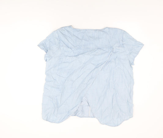 Womens UK Size 18 Label Lab Blue Basic T-Shirt