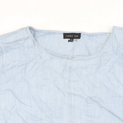 Womens UK Size 18 Label Lab Blue Basic T-Shirt