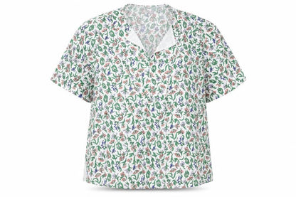Marks & Spencer Womens White Floral Polyester Basic Blouse Size 16 V-Neck