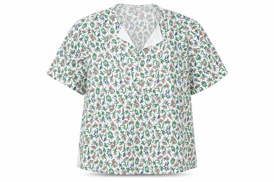 Marks & Spencer Womens White Floral Polyester Basic Blouse Size 16 V-Neck
