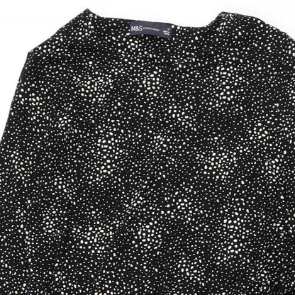 Marks and Spencer Womens Black Geometric Viscose Bodycon Size 12 Round Neck Pullover
