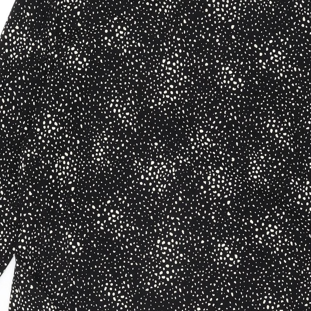 Marks and Spencer Womens Black Geometric Viscose Bodycon Size 12 Round Neck Pullover