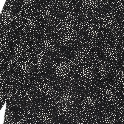 Marks and Spencer Womens Black Geometric Viscose Bodycon Size 12 Round Neck Pullover