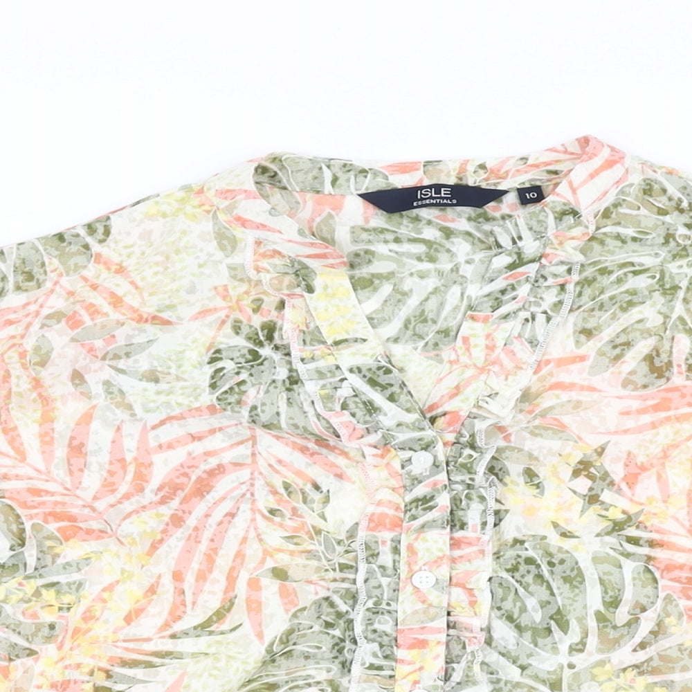 Womens UK Size 10 Isle Multicoloured Basic Button-Up