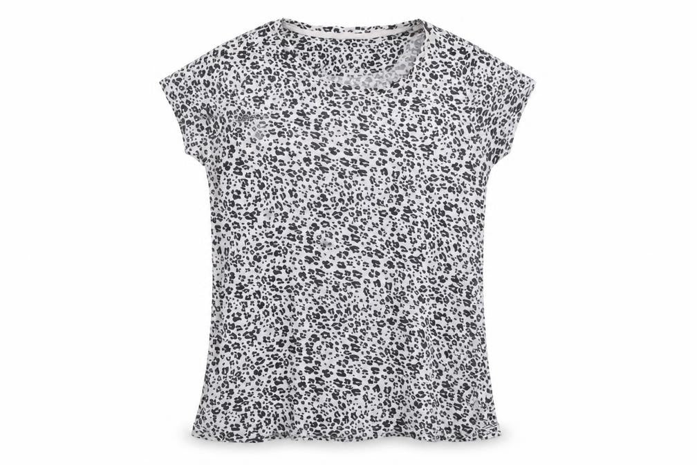 Marks & Spencer Womens Grey Animal Print Viscose Basic T-Shirt Size 16 Round Neck