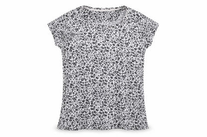 Marks & Spencer Womens Grey Animal Print Viscose Basic T-Shirt Size 16 Round Neck