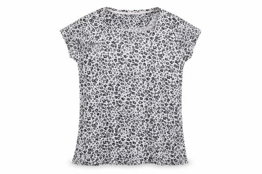 Marks & Spencer Womens Grey Animal Print Viscose Basic T-Shirt Size 16 Round Neck