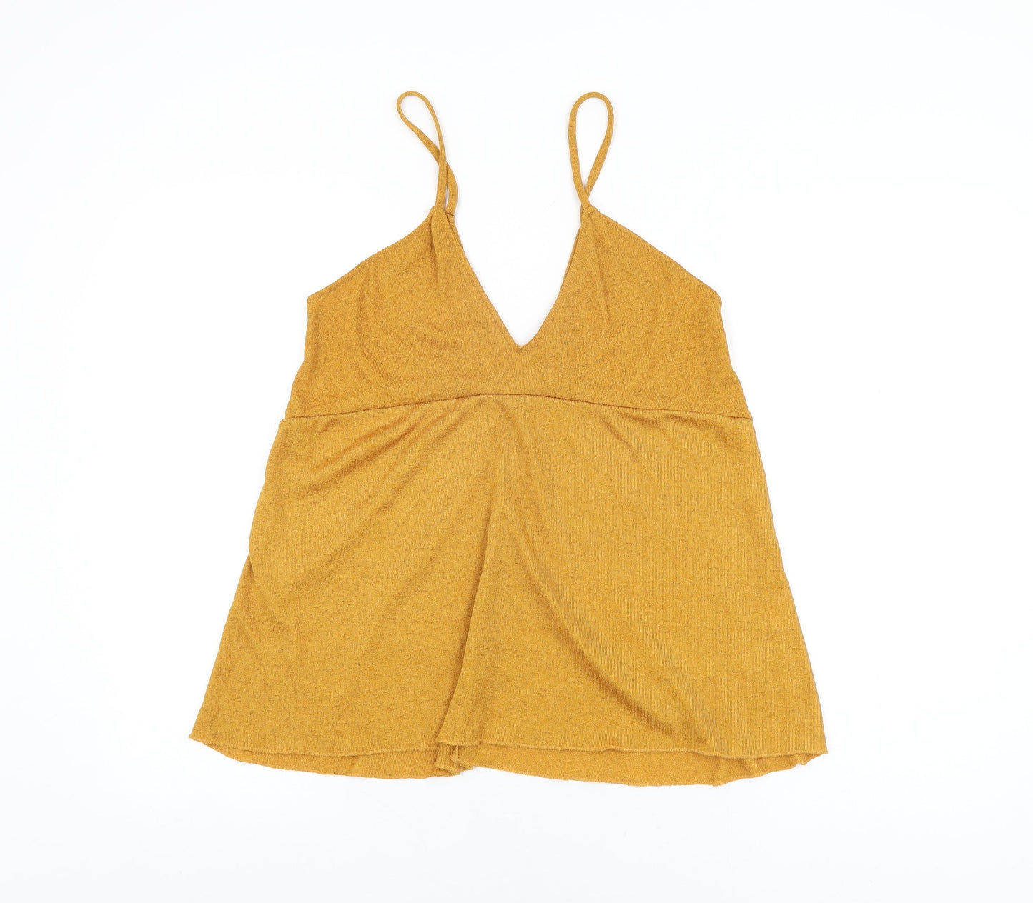Womens UK Size S Zara Yellow Basic T-Shirt