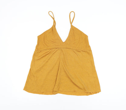 Womens UK Size S Zara Yellow Basic T-Shirt
