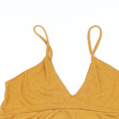 Womens UK Size S Zara Yellow Basic T-Shirt