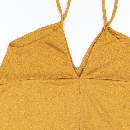 Womens UK Size S Zara Yellow Basic T-Shirt