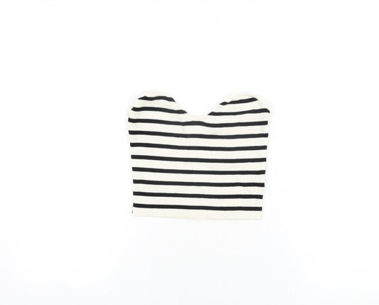 Womens UK Size M H&M Ivory Cropped T-Shirt