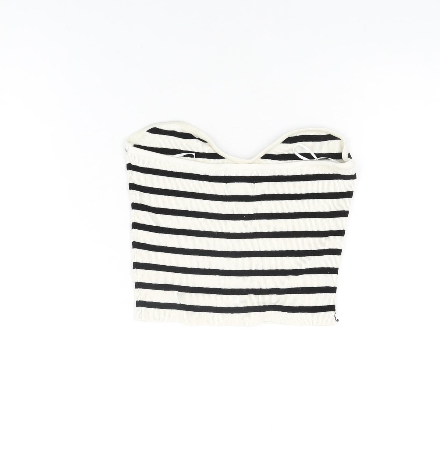 Womens UK Size M H&M Ivory Cropped T-Shirt