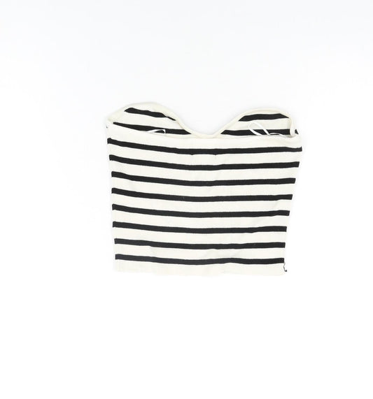 Womens UK Size M H&M Ivory Cropped T-Shirt