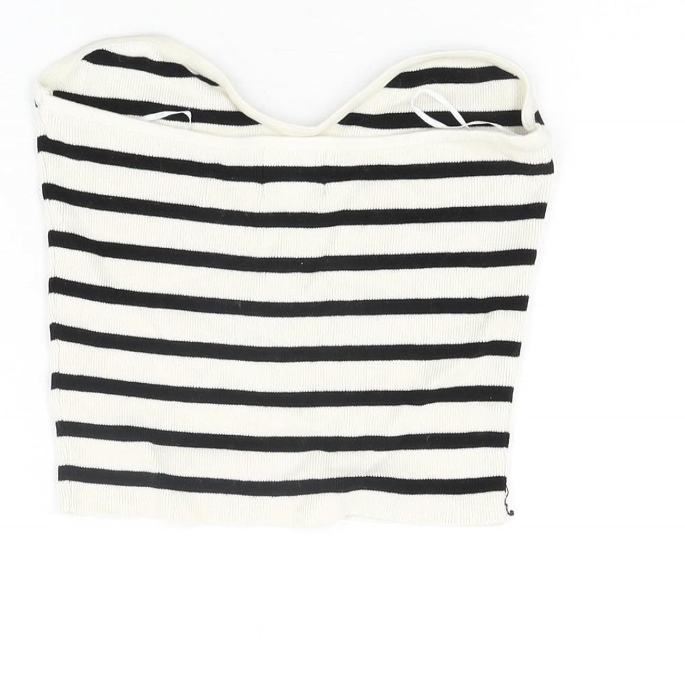 Womens UK Size M H&M Ivory Cropped T-Shirt