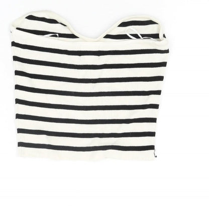 Womens UK Size M H&M Ivory Cropped T-Shirt