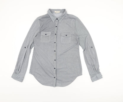 Womens UK Size M Passport Grey Basic Button-Up