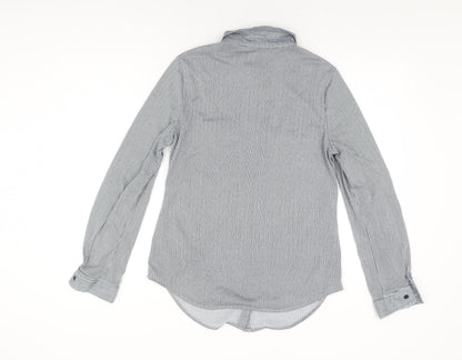 Womens UK Size M Passport Grey Basic Button-Up
