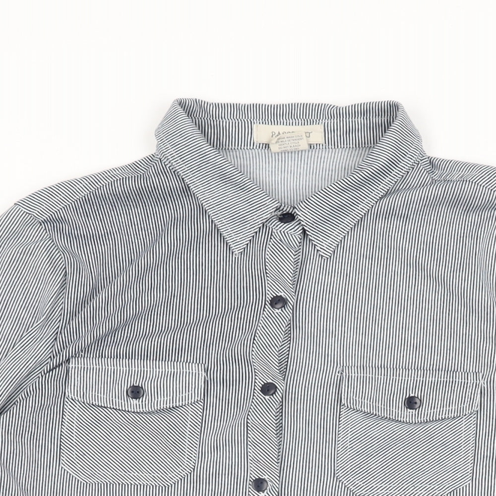 Womens UK Size M Passport Grey Basic Button-Up