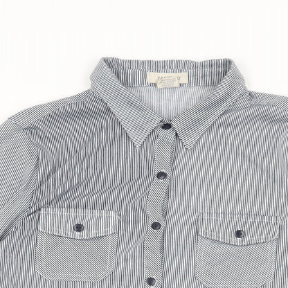 Womens UK Size M Passport Grey Basic Button-Up