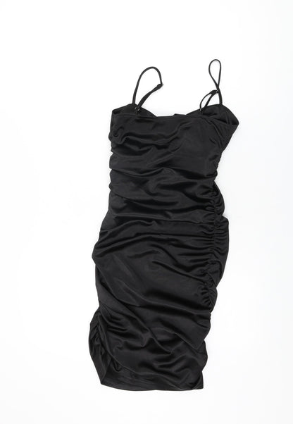 Quiz Womens Black Polyester Bodycon Size 6 V-Neck Zip