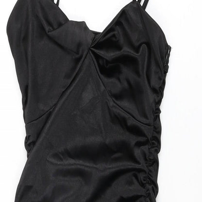 Quiz Womens Black Polyester Bodycon Size 6 V-Neck Zip