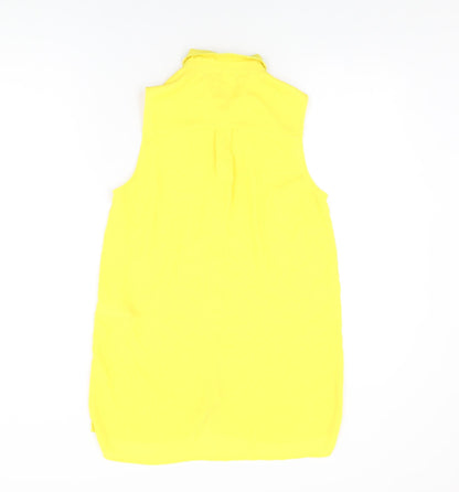 Womens UK Size 8 New Look Yellow Basic Button-Up