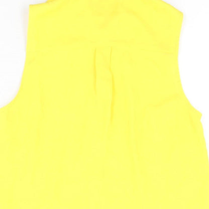 Womens UK Size 8 New Look Yellow Basic Button-Up