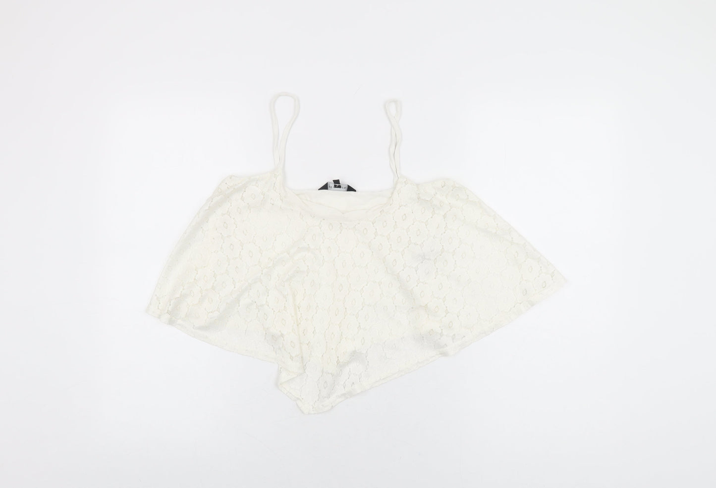 Womens UK Size 12 New Look White Cropped T-Shirt