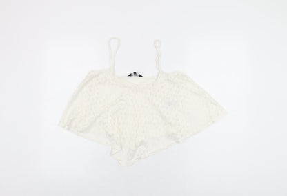 Womens UK Size 12 New Look White Cropped T-Shirt