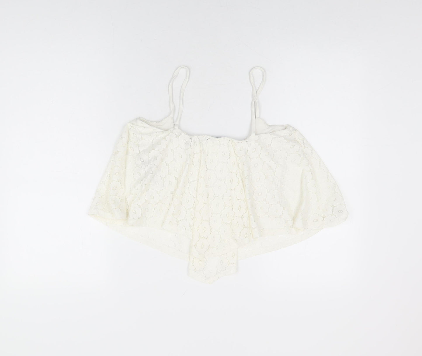 Womens UK Size 12 New Look White Cropped T-Shirt