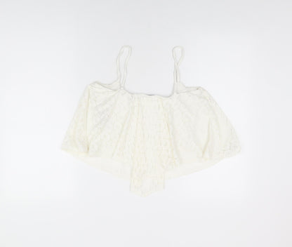 Womens UK Size 12 New Look White Cropped T-Shirt