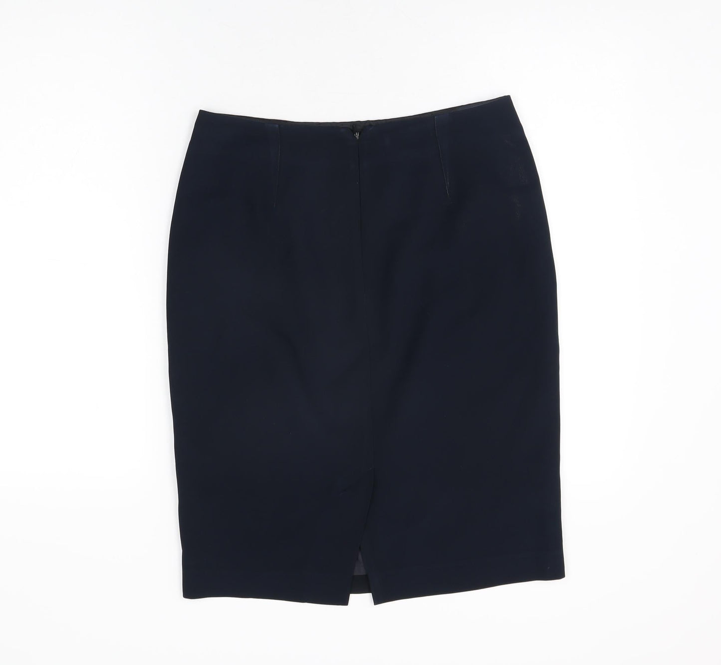 John Lewis Womens Blue Polyester Straight & Pencil Skirt Size 10 Zip