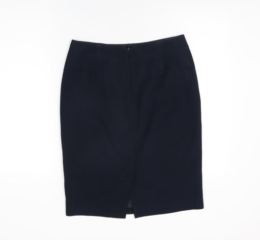 John Lewis Womens Blue Polyester Straight & Pencil Skirt Size 10 Zip