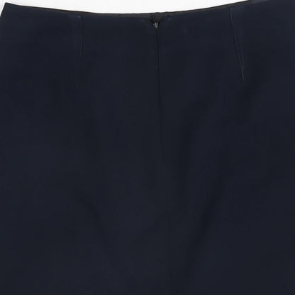 John Lewis Womens Blue Polyester Straight & Pencil Skirt Size 10 Zip