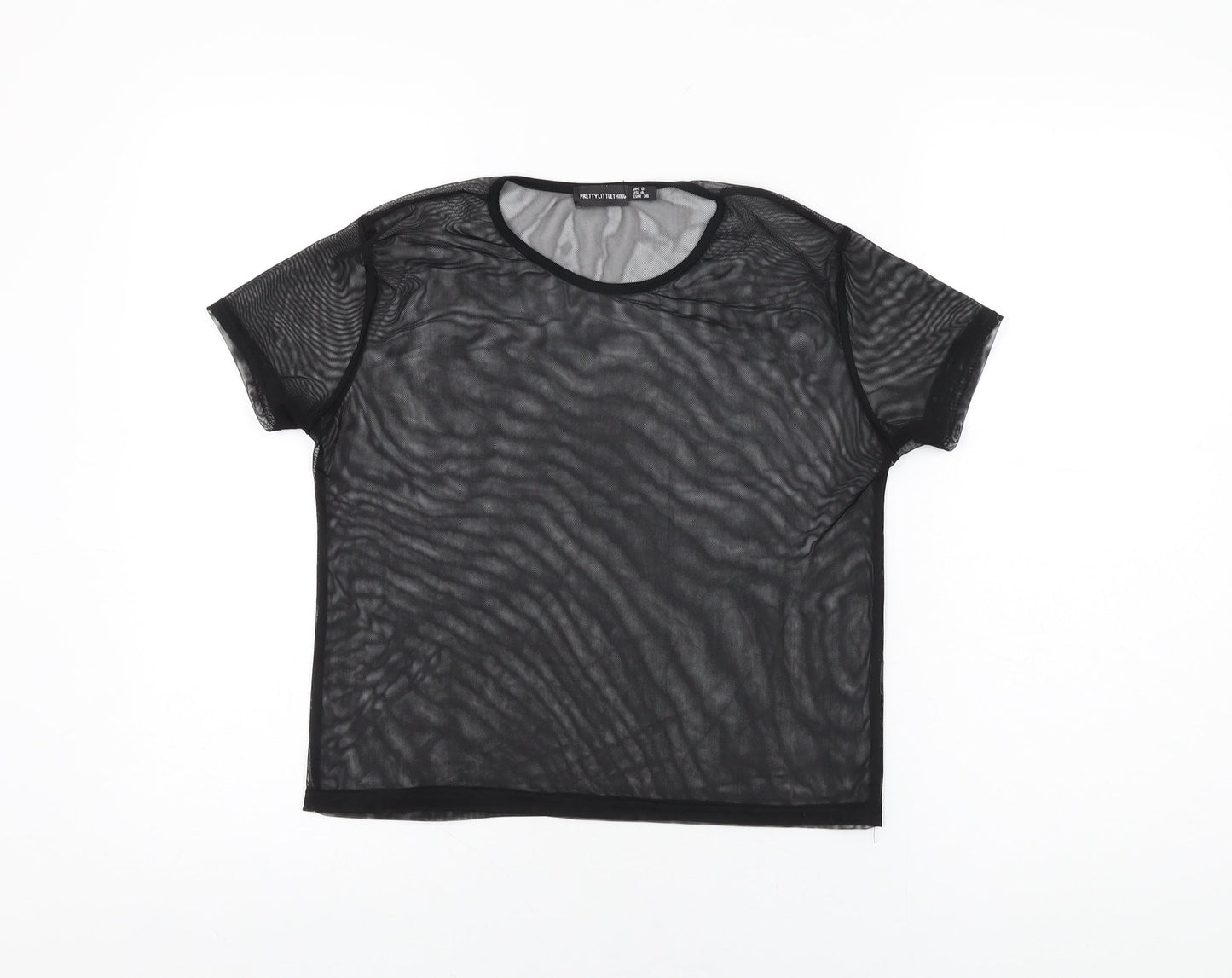 Womens UK Size 8 PRETTYLITTLETHING Black Basic T-Shirt