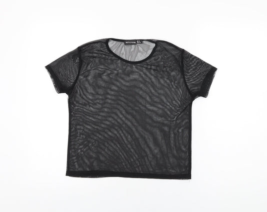 Womens UK Size 8 PRETTYLITTLETHING Black Basic T-Shirt